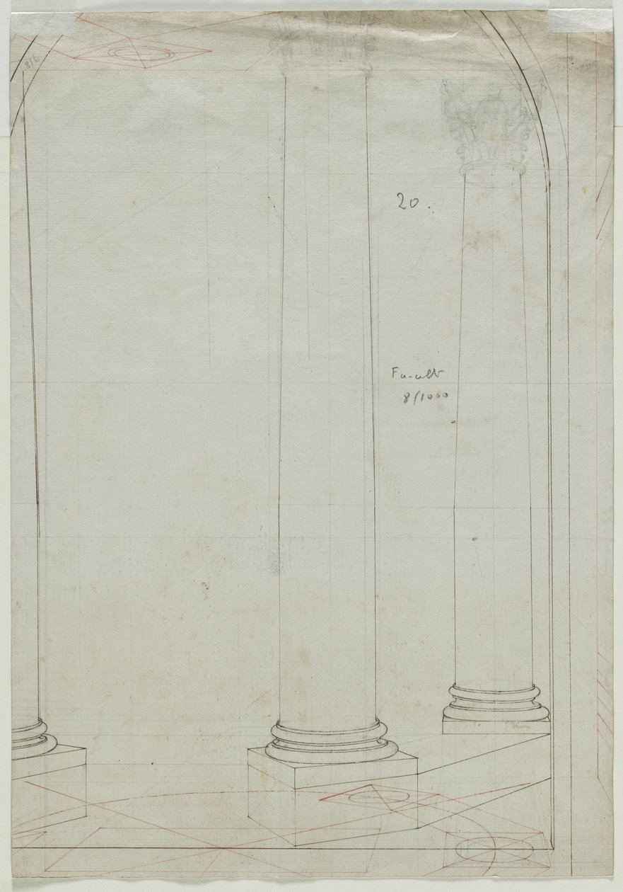 Rysunek architektoniczny kolumn (verso) autorstwa Pietro Fancelli