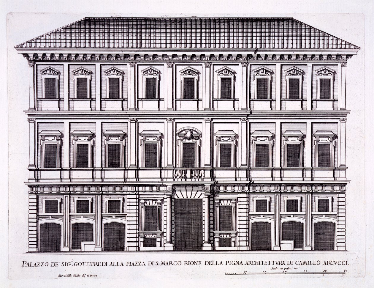 Palazzo Grazioli, Piazza San Marco, Rzym, z „Palazzi di Roma”, cz. II, wyd. autorstwa Pietro Ferrerio