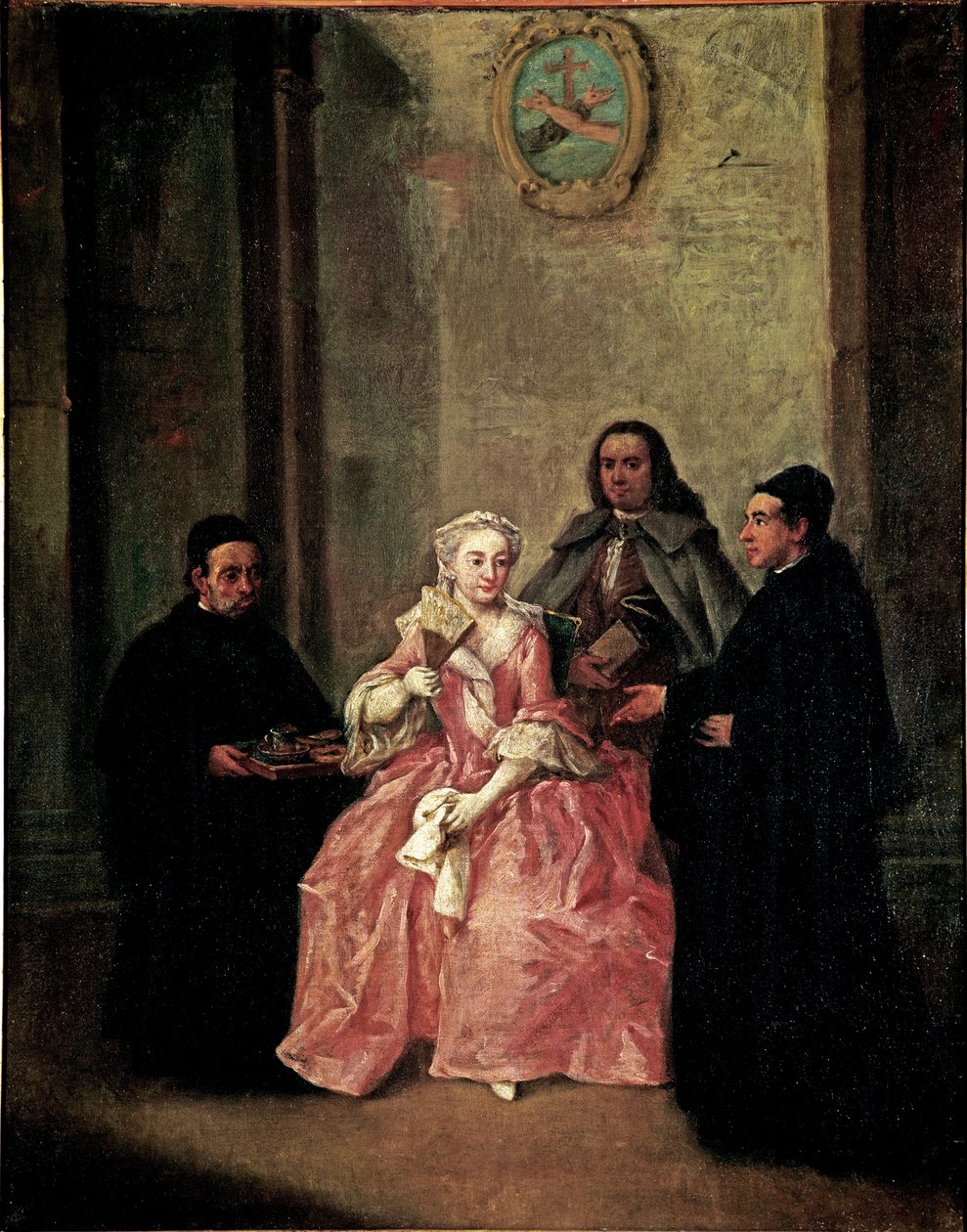 Mnich oferuje parze gorącą czekoladę z weneckimi herbatnikami - Obraz Pietro Longhi (1702-1785) 1774 Dim 61x50 cm Wenecja, Ca 