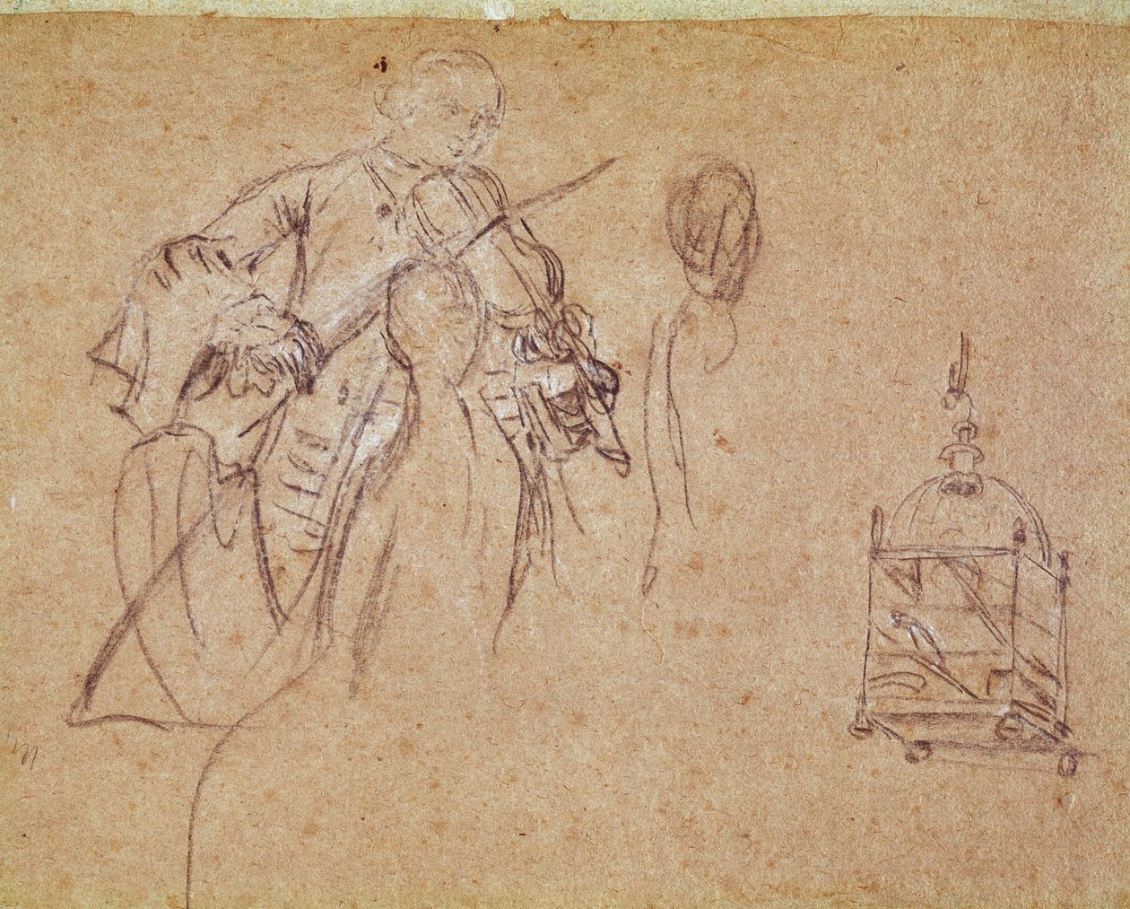 Skrzypek (skrzypek) Rysunek Pietro Longhi (1702-1785) Wenecja, Musee Correr autorstwa Pietro Longhi