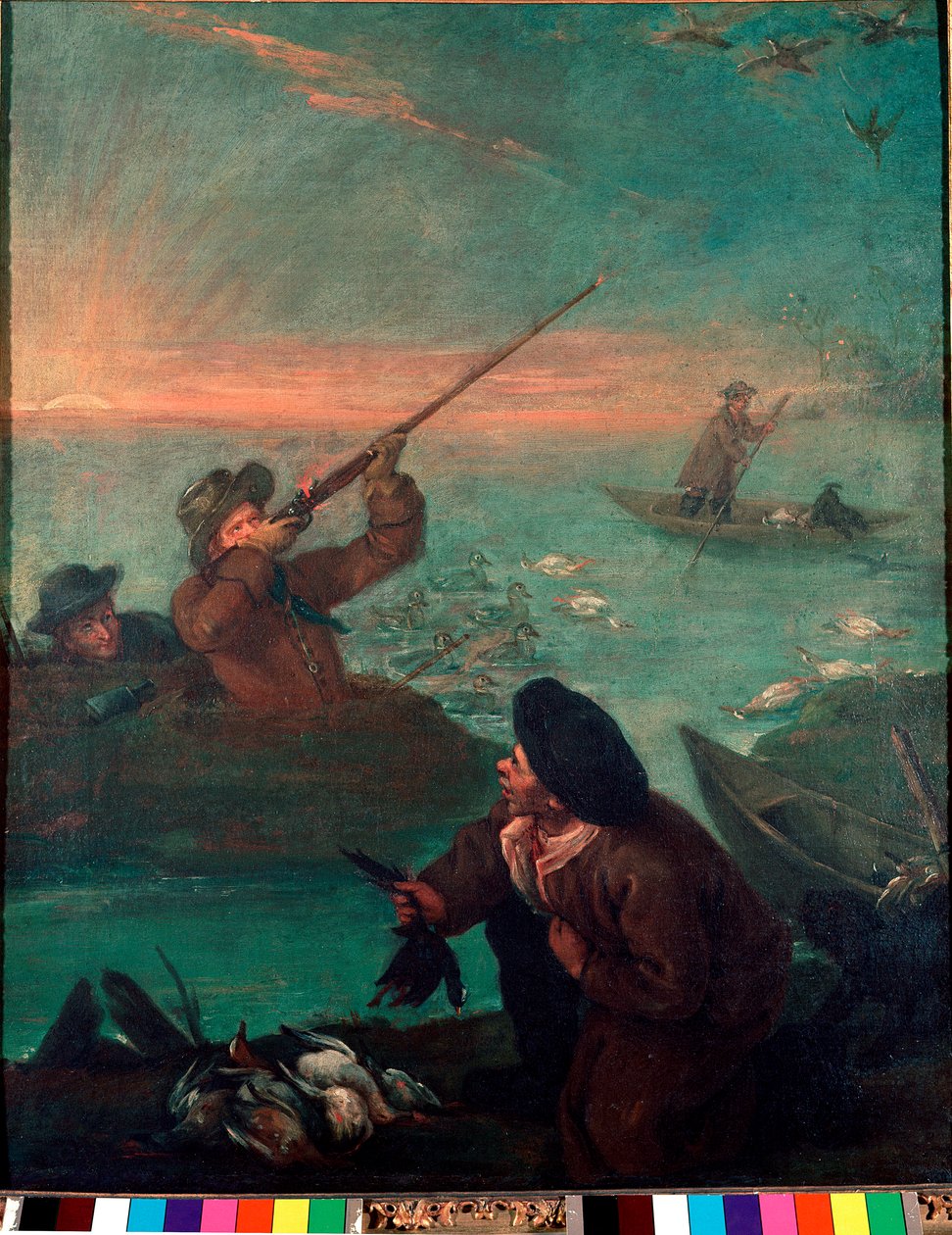 Polowanie na kaczki w lagunie Obraz Pietro Longhi (1702-1785) 1765-1770 niedz. 61x49,5 cm Wenecja Pinacoteca Querini-Stampalia autorstwa Pietro Longhi