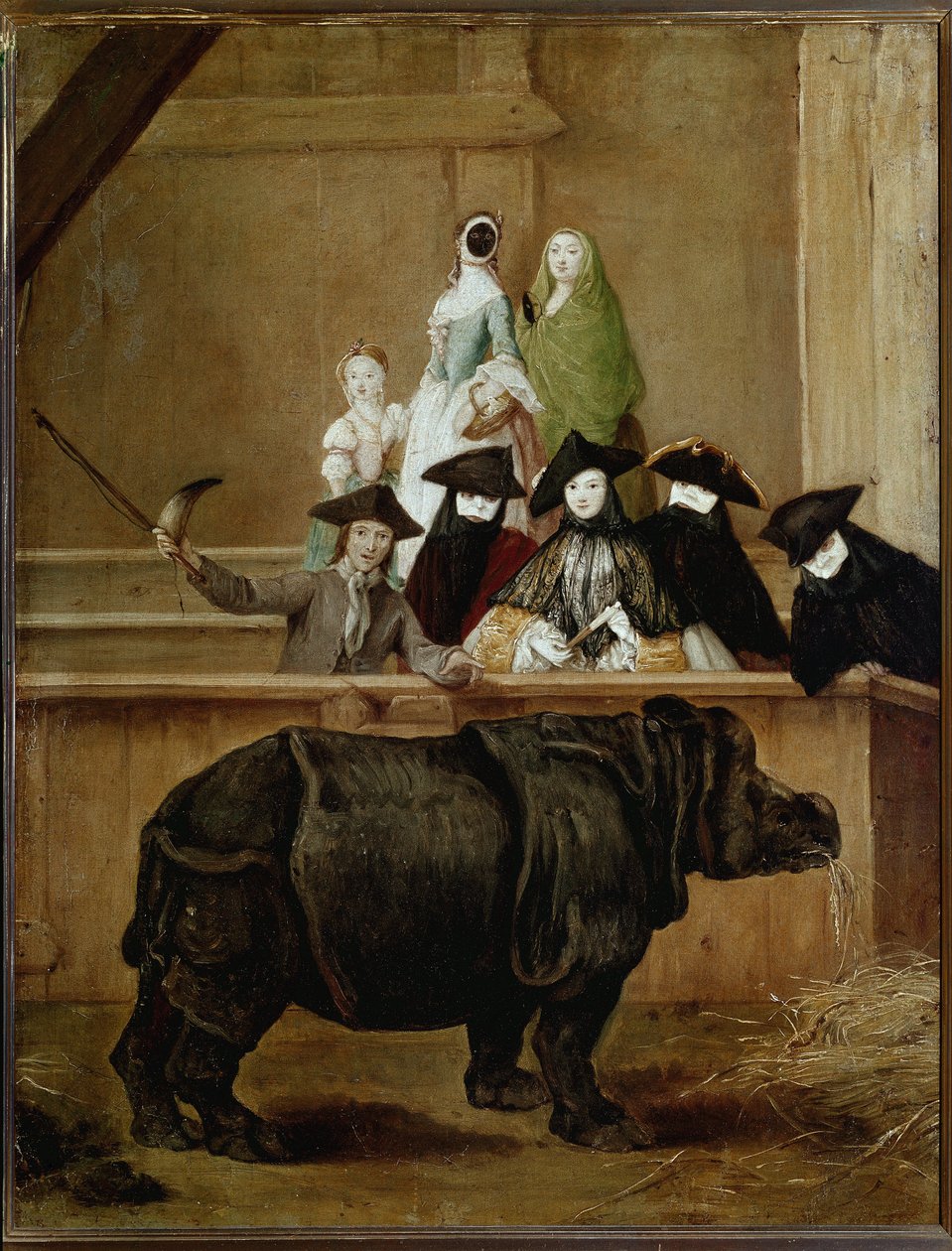 Wystawa Klary, nosorożca indyjskiego (olej na płótnie) autorstwa Pietro Longhi