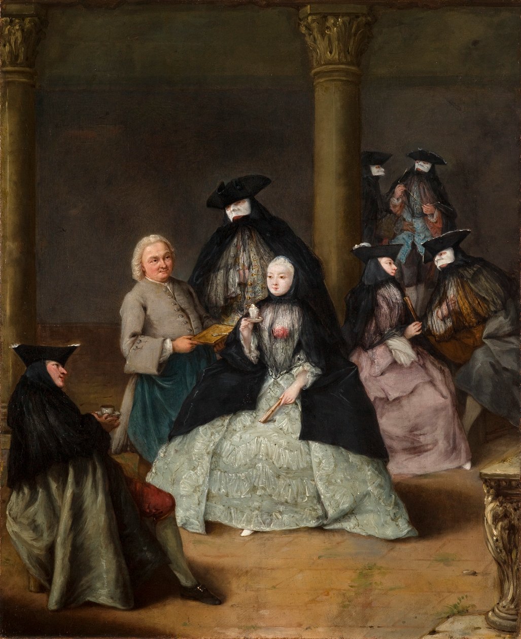Zamaskowane przyjęcie na dziedzińcu autorstwa Pietro Longhi