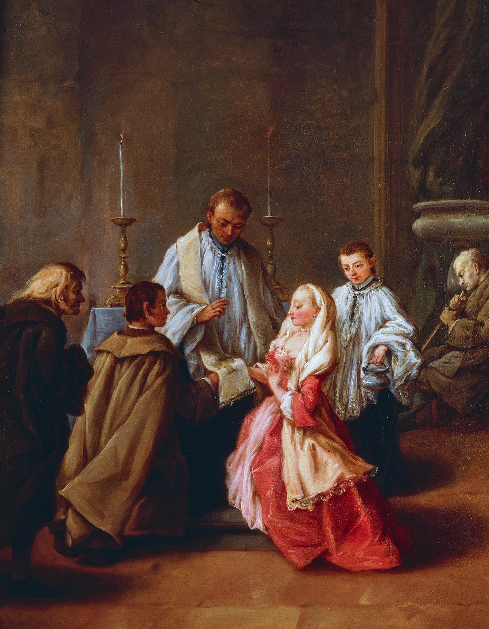 Siedem sakramentów: małżeństwo, przed 1755-57, Pietro Longhi (1701-1785), olej na płótnie, 61x50 cm. autorstwa Pietro Longhi