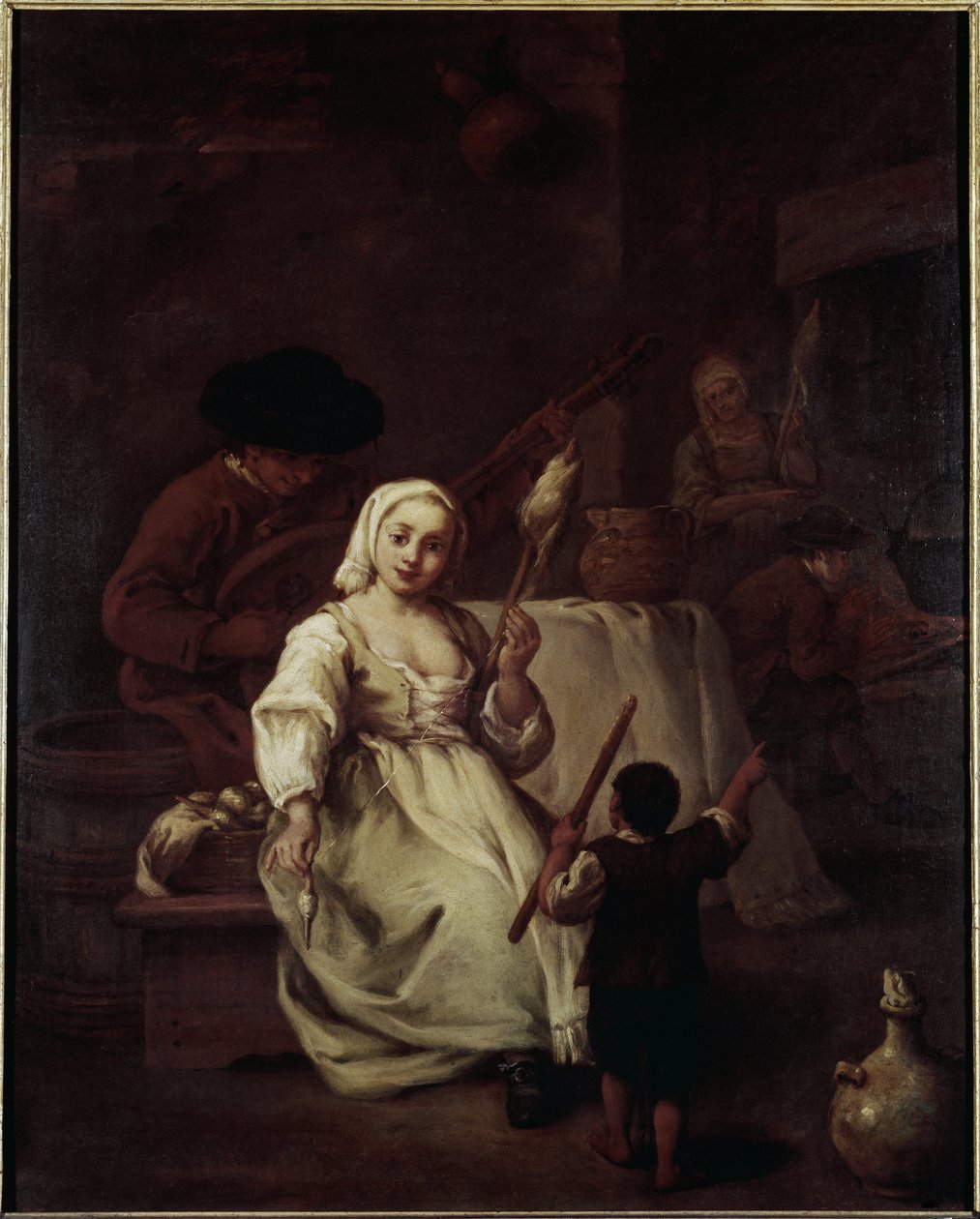 Prządka - Obraz Pietro Longhi (1702-1785), olej na płótnie, 69x49 cm, ok. 1750. Wenecja, Fundacja Querini Stampalia autorstwa Pietro Longhi