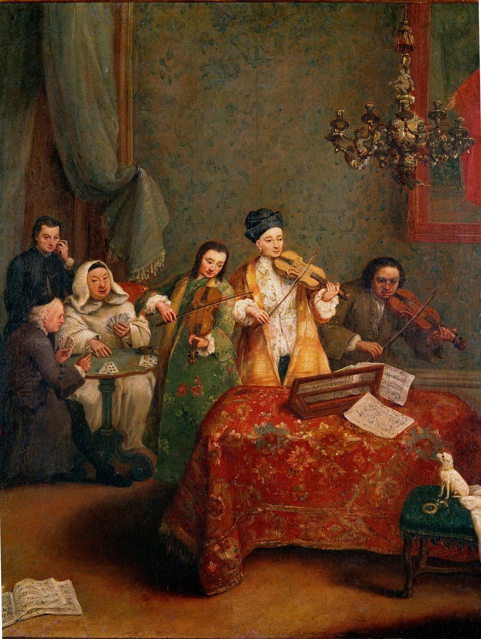 Koncert Trio skrzypków. Obraz Pietro Longhi (1702-1788) XVIII-wieczna Wenecja, Galleria dell
