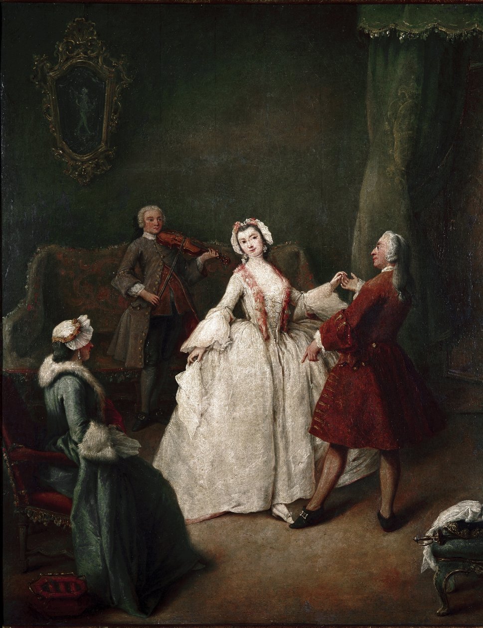 Lekcja tańca (olej na płótnie, ok. 1741) autorstwa Pietro Longhi