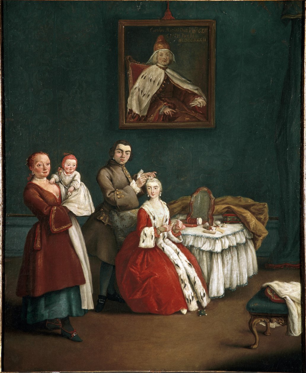 Fryzjer (fryzjer) Obraz Pietro Longhi (1701-1785) 1760 Dim 63x51 cm Wenecja, Ca 