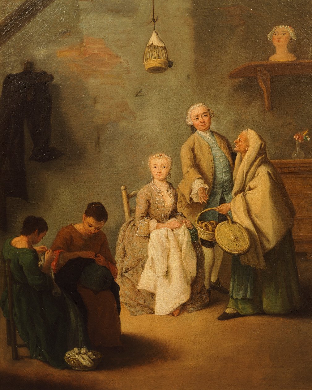 Sprzedawca bussolai (weneckich słodyczy), Pietro Longhi (1701-1785) autorstwa Pietro Longhi