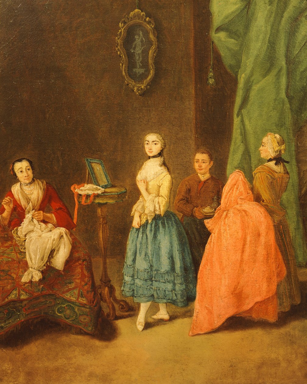 Przymierzanie sukni, autorstwa Pietro Longhi (1701-1785) autorstwa Pietro Longhi