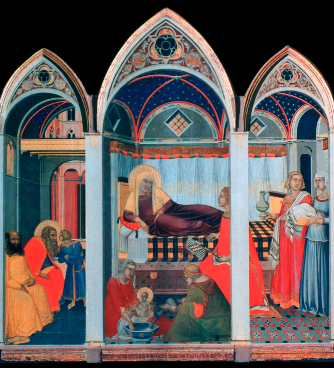 Narodziny Dziewicy, 1342 autorstwa Pietro Lorenzetti