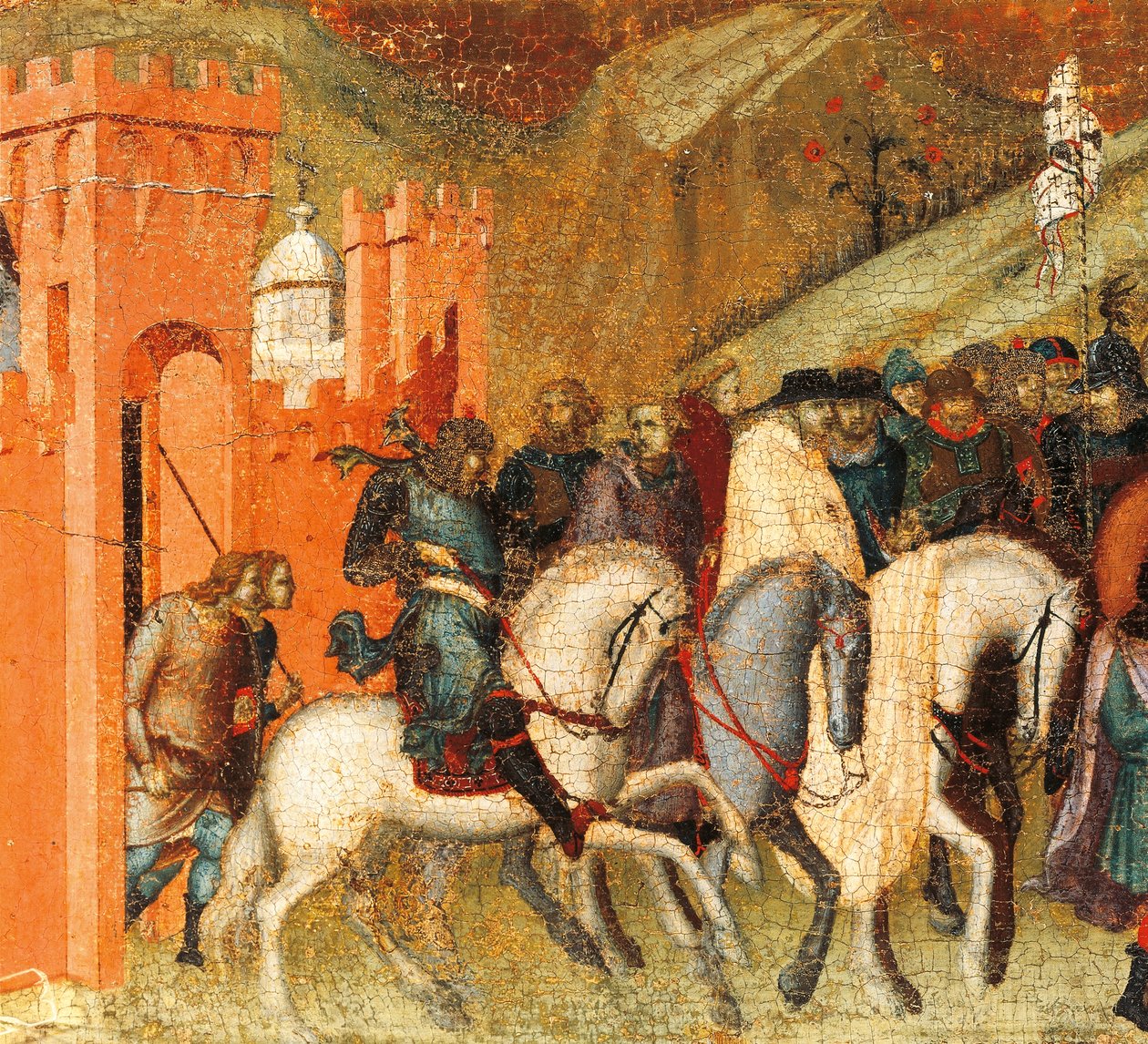 Pierwsi karmelici pustelnicy wiosną Eliasza, fragment predelli ołtarza dla Carmine, Pietro Lorenzetti (ok. 1280-1348), tempera i złoto na desce autorstwa Pietro Lorenzetti