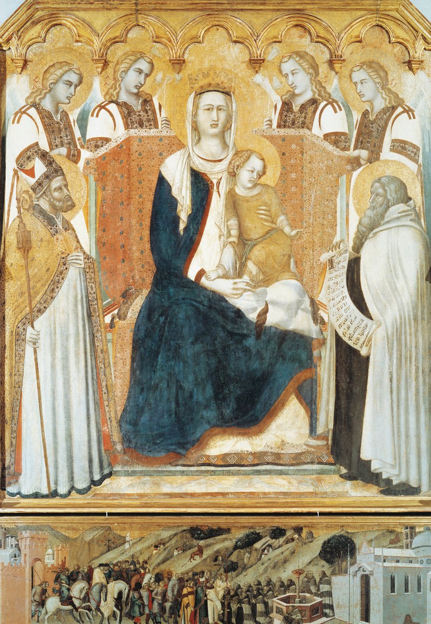 Włochy, Siena, Madonna z aniołami i świętymi autorstwa Pietro Lorenzetti