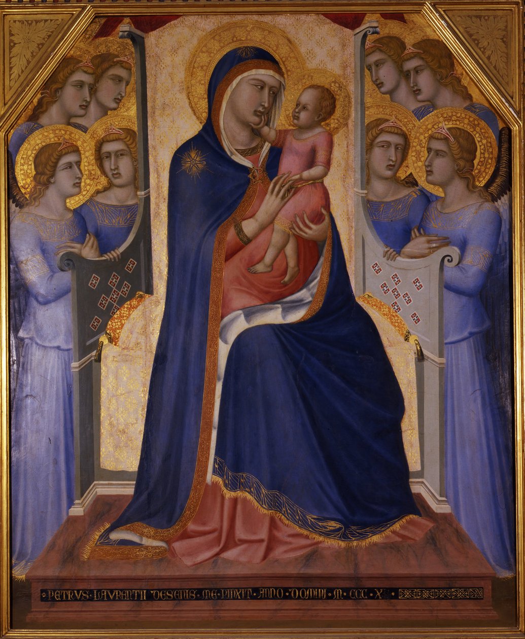 Madonna z Dzieciątkiem na tronie z aniołami, 1340 autorstwa Pietro Lorenzetti