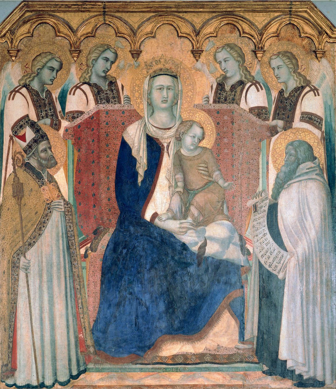 Madonna z Dzieciątkiem, Święci i Aniołowie Pietro Lorenzetti (ok. 1280-1348), tempera na drewnie autorstwa Pietro Lorenzetti