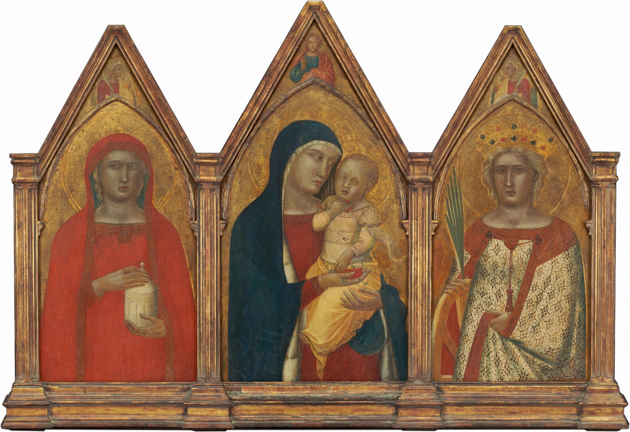 Madonna z Dzieciątkiem z Chrystusem Błogosławiącym oraz św. Marią Magdaleną i…, prawdopodobnie 1340. autorstwa Pietro Lorenzetti