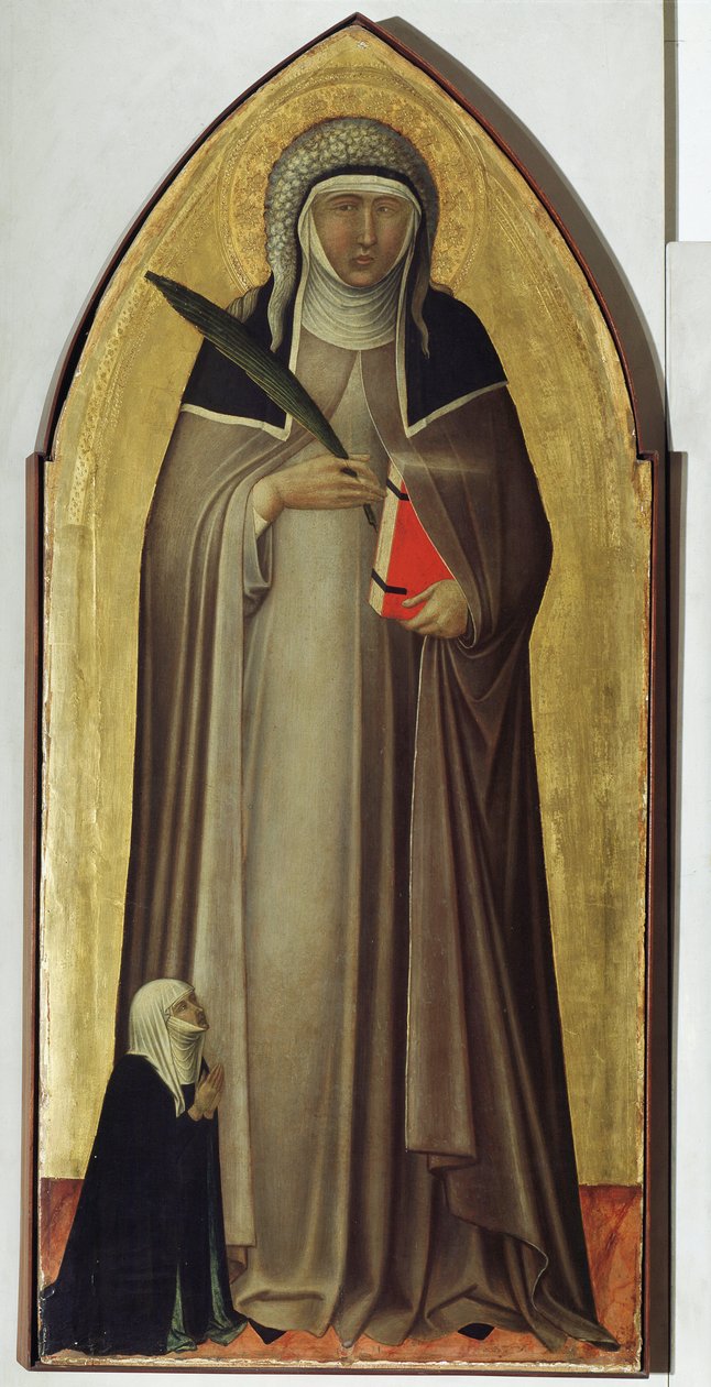 Poliptyk z życia Beaty Umilta (fragment Beaty) - Detrempe na drewnie autorstwa Pietro Lorenzetti