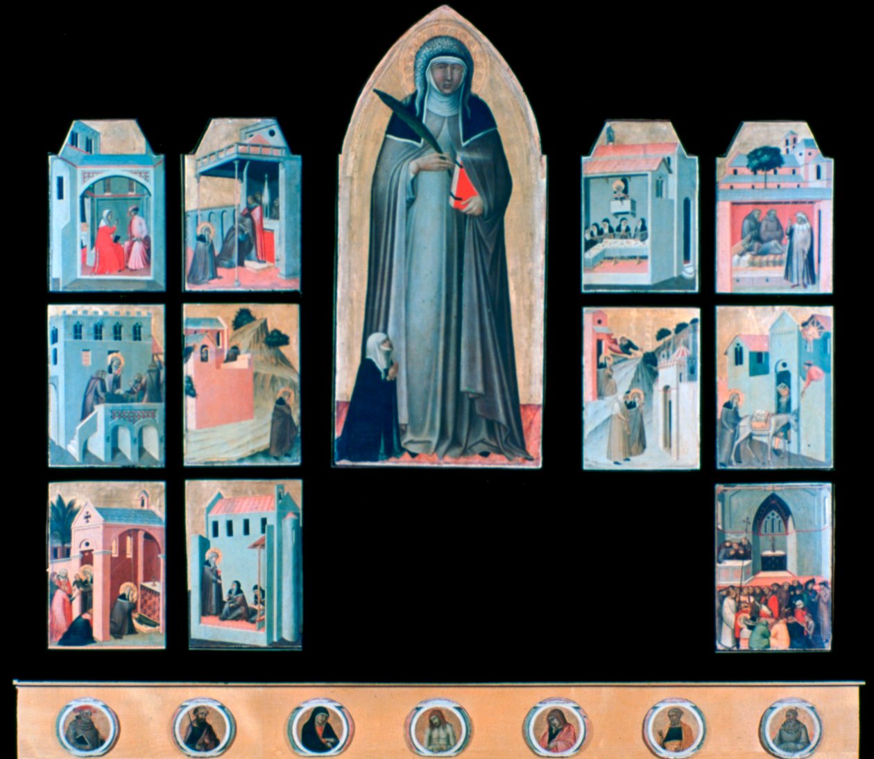 Błogosławiona pokora i jedenaście opowieści z jej życia, ok. 1306-1348 autorstwa Pietro Lorenzetti