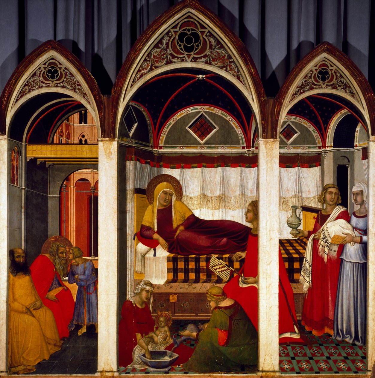 Tryptyk Narodzenia Najświętszej Maryi Panny autorstwa Pietro Lorenzetti