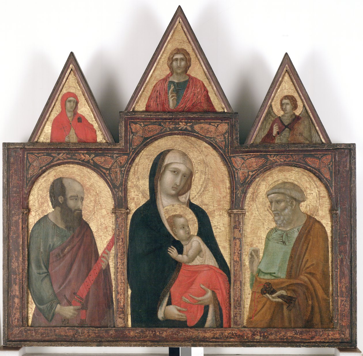 Dziewica z Dzieciątkiem i świętymi Pawłem i Piotrem,
1310 - 20 (tempera jajowa i złoto na drewnie) autorstwa Pietro Lorenzetti