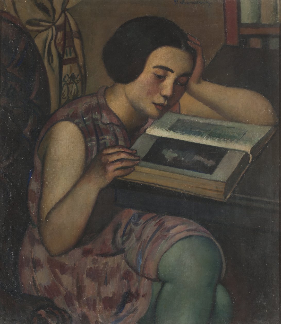 Młoda dziewczyna czytająca, 1928 autorstwa Pietro Marussig