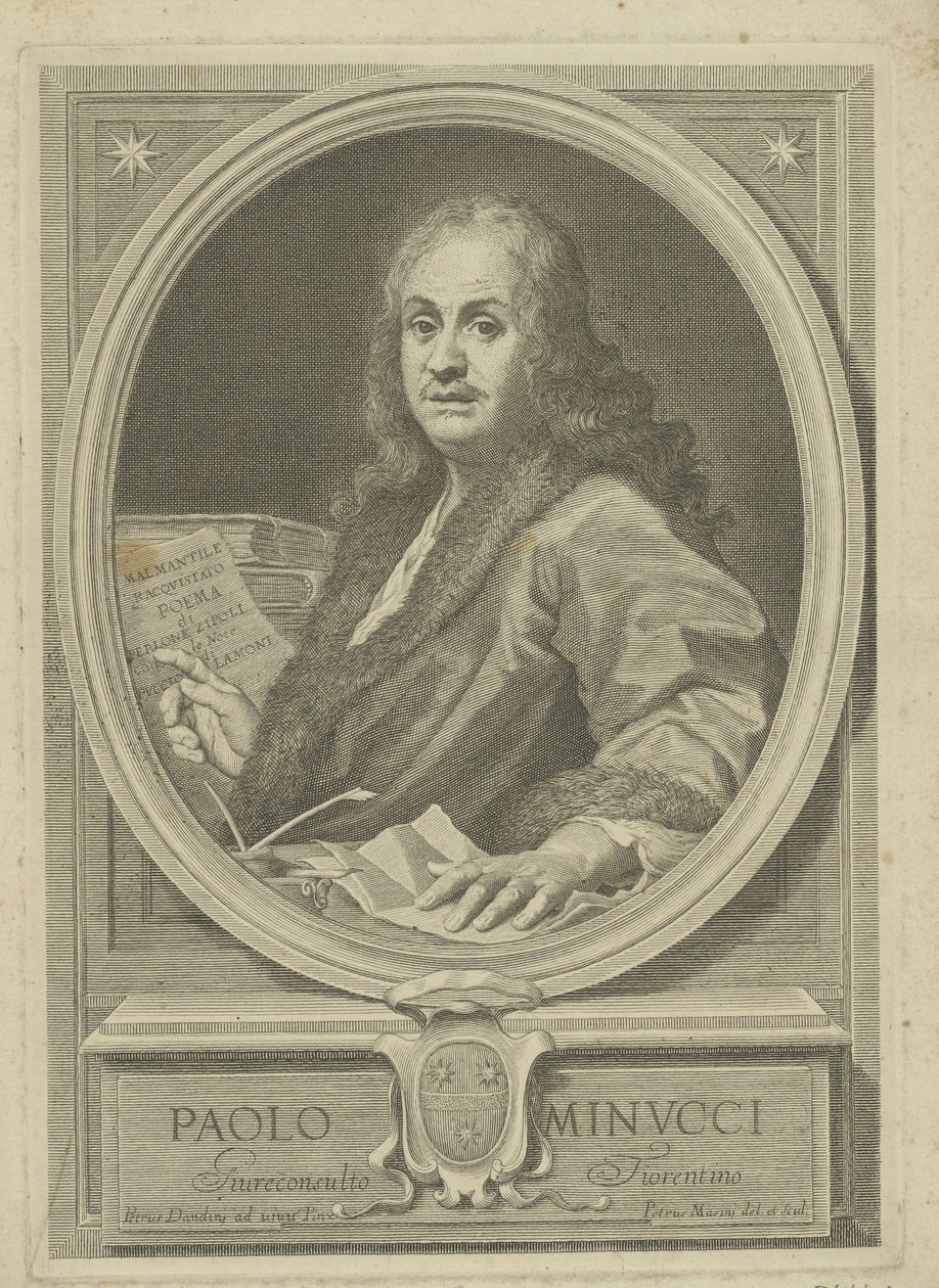Portret poety Paolo Minucci 1606-1695 , 1720s. autorstwa Pietro Masini