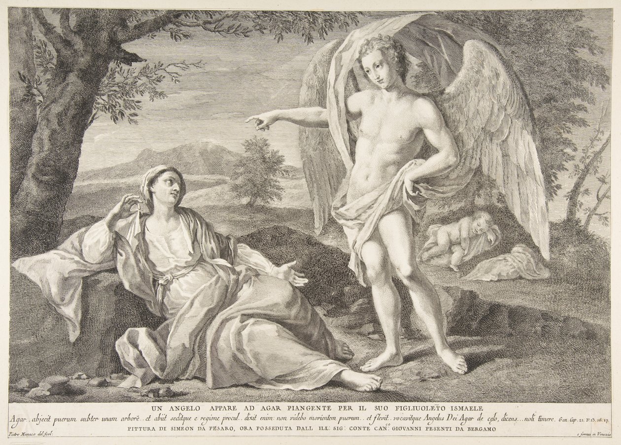 Anioł ukazujący się Hagar, 1727-72. autorstwa Pietro Monaco