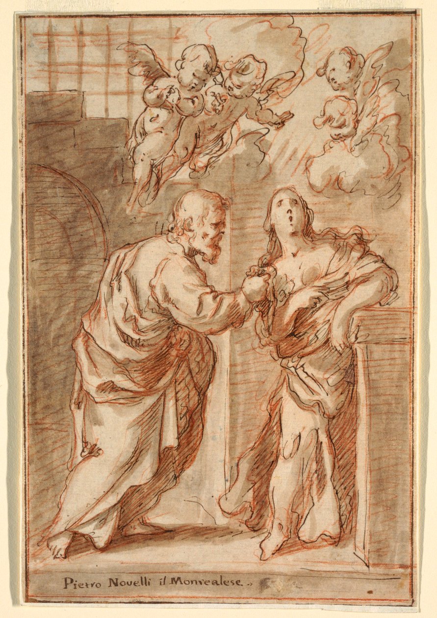 Rysunek, Święty Piotr i Święta Agata, 1603-47 autorstwa Pietro Novelli