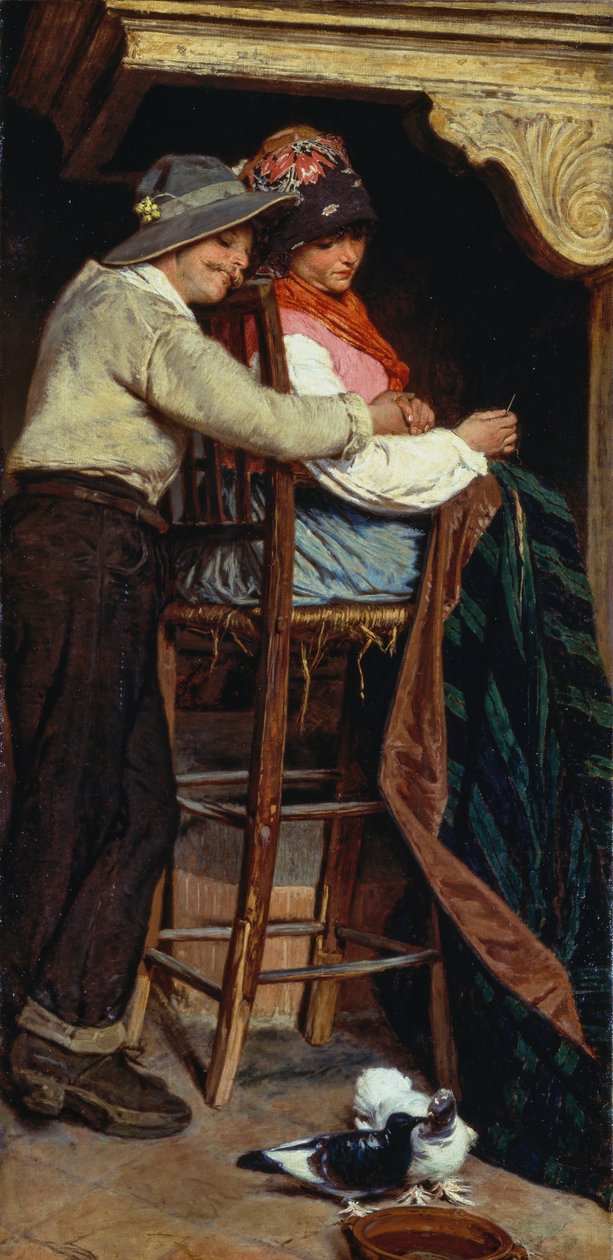 Wiejscy ludzie w pomieszczeniu autorstwa Pietro Pajetta