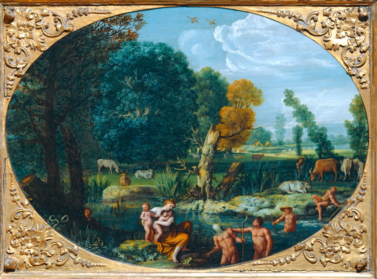 Latone metamorphosant les paysans de Lycie en grenouilles - Latone zmienia rolników z Lycji w żaby ... autorstwa Pietro Paolo Bonzi