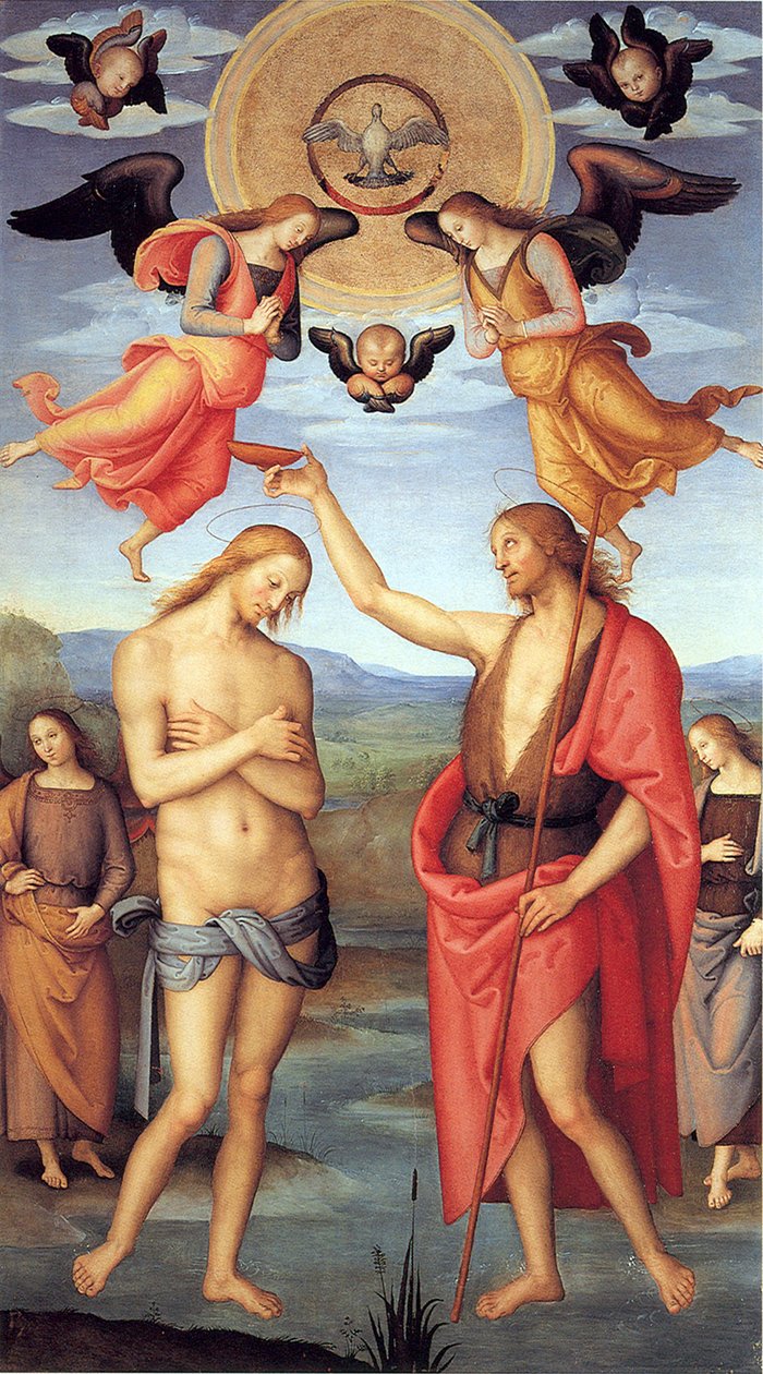 Chrzest Chrystusa, c. 1512 autorstwa Pietro Perugino