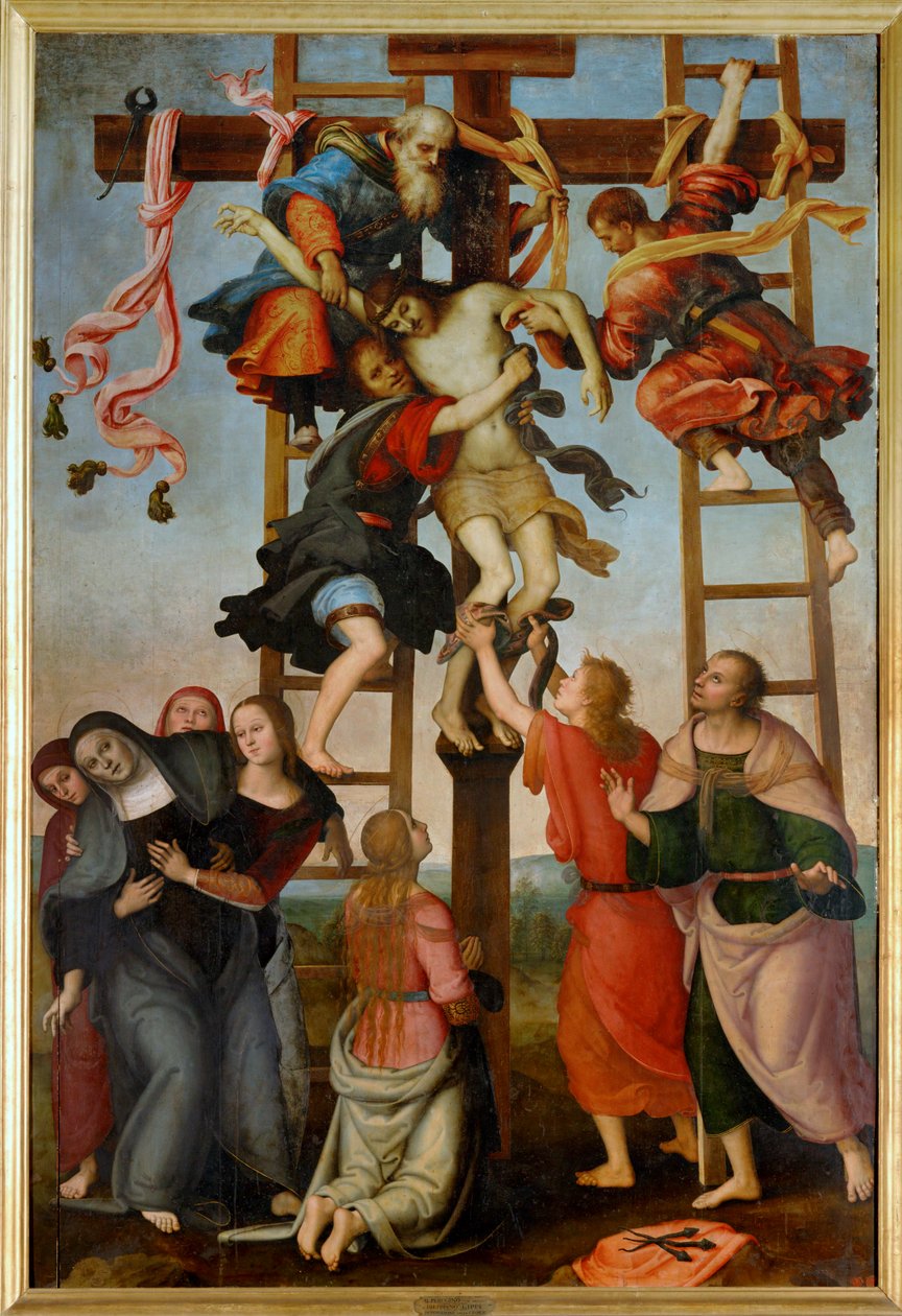 Osadzanie (malowanie na drewnie) autorstwa Pietro Perugino