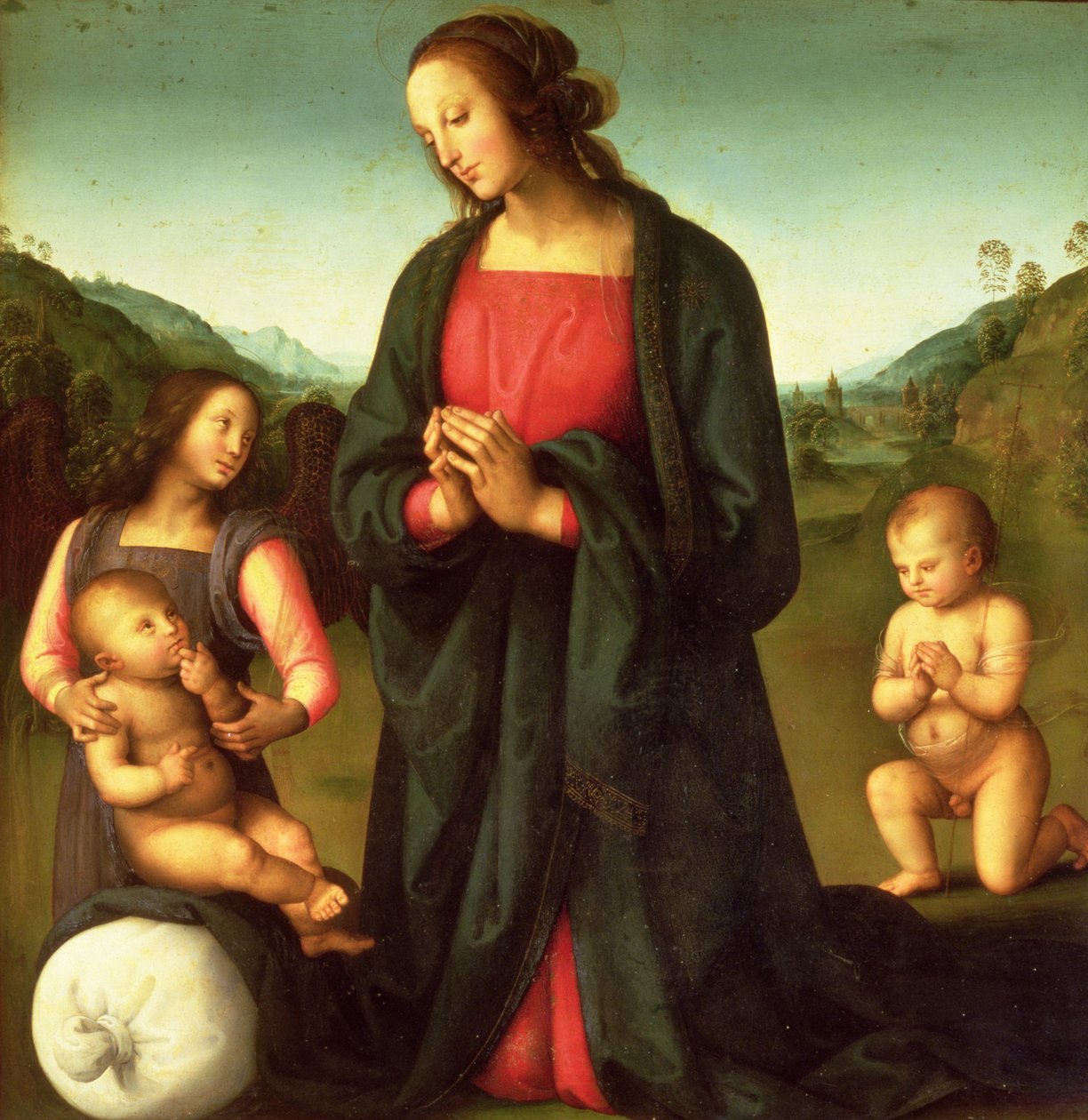 Madonna adorująca Dzieciątko Jezus (Madonna del Sacco) autorstwa Pietro Perugino