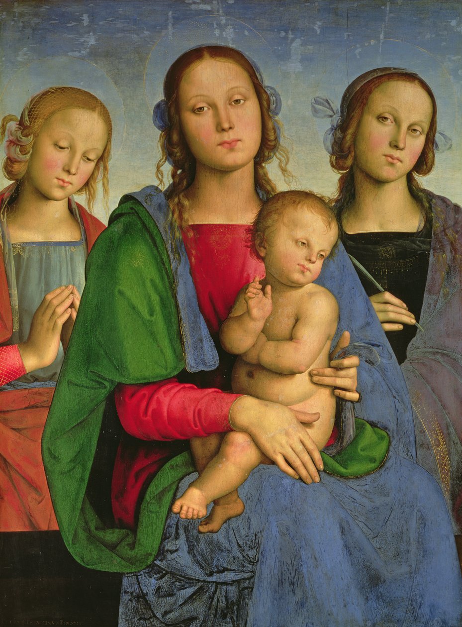 Madonna z Dzieciątkiem ze św. Katarzyną i św. Różą, 1493 (olej na płótnie na desce) autorstwa Pietro Perugino
