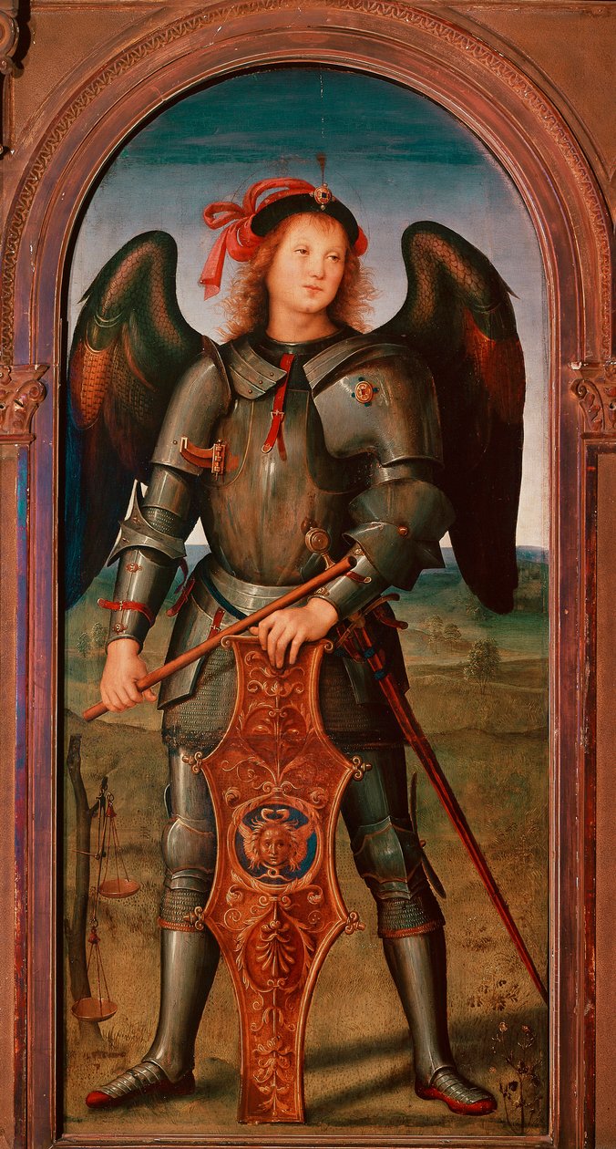 Poliptyk Chartreuse of Pavia: „” Archanioł Michał”” Obraz Pietro Vannucci dit il Perugino (The Perugin autorstwa Pietro Perugino