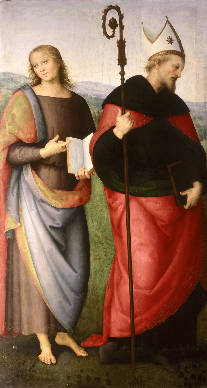 Św. Jan Ewangelista i św. Augustyn z Hippony, ok. 1502-21 autorstwa Pietro Perugino