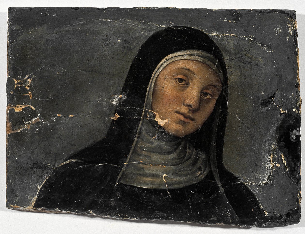 St Scholastyka (olej na drewnie (fragment) autorstwa Pietro Perugino
