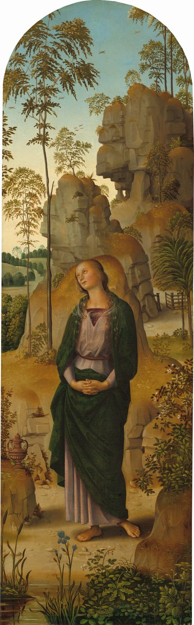 Ukrzyżowanie z Dziewicą, św. Janem, św. Hieronimem i św. Marią Magdaleną [prawy panel] autorstwa Pietro Perugino