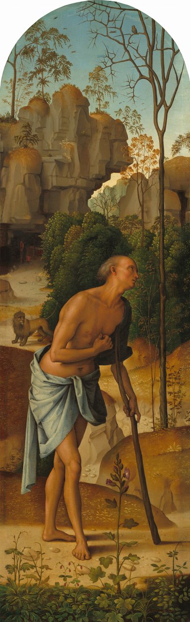 Ukrzyżowanie z Dziewicą, Św. Janem, Św. Hieronimem i Św. Marią Magdaleną [lewy panel] autorstwa Pietro Perugino