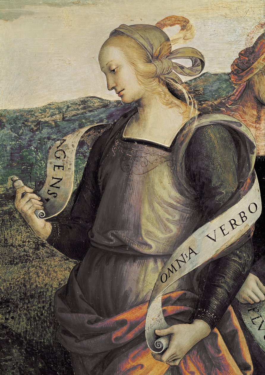 Sybilla Erytrejska. Fragment Wiecznego Ojca otacza proroków i sybille (Fresco autorstwa Pietro Perugino