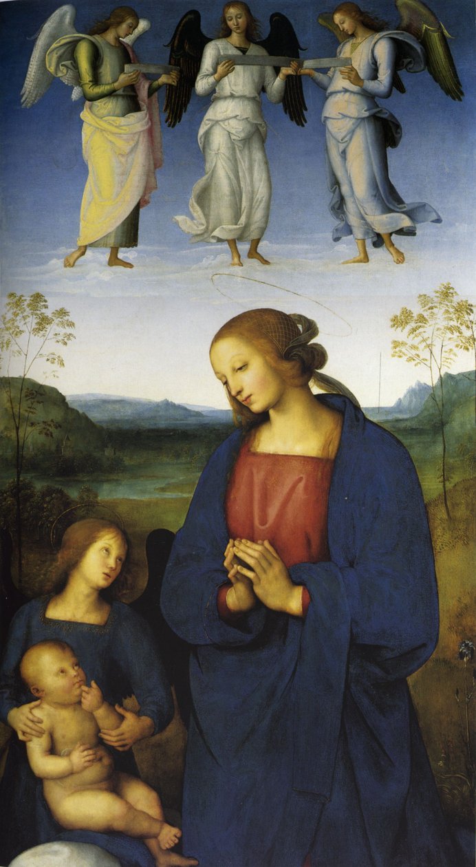Dziewica z Dzieciątkiem z Aniołem, ok. 1496-1500 (olej na drewnie) autorstwa Pietro Perugino