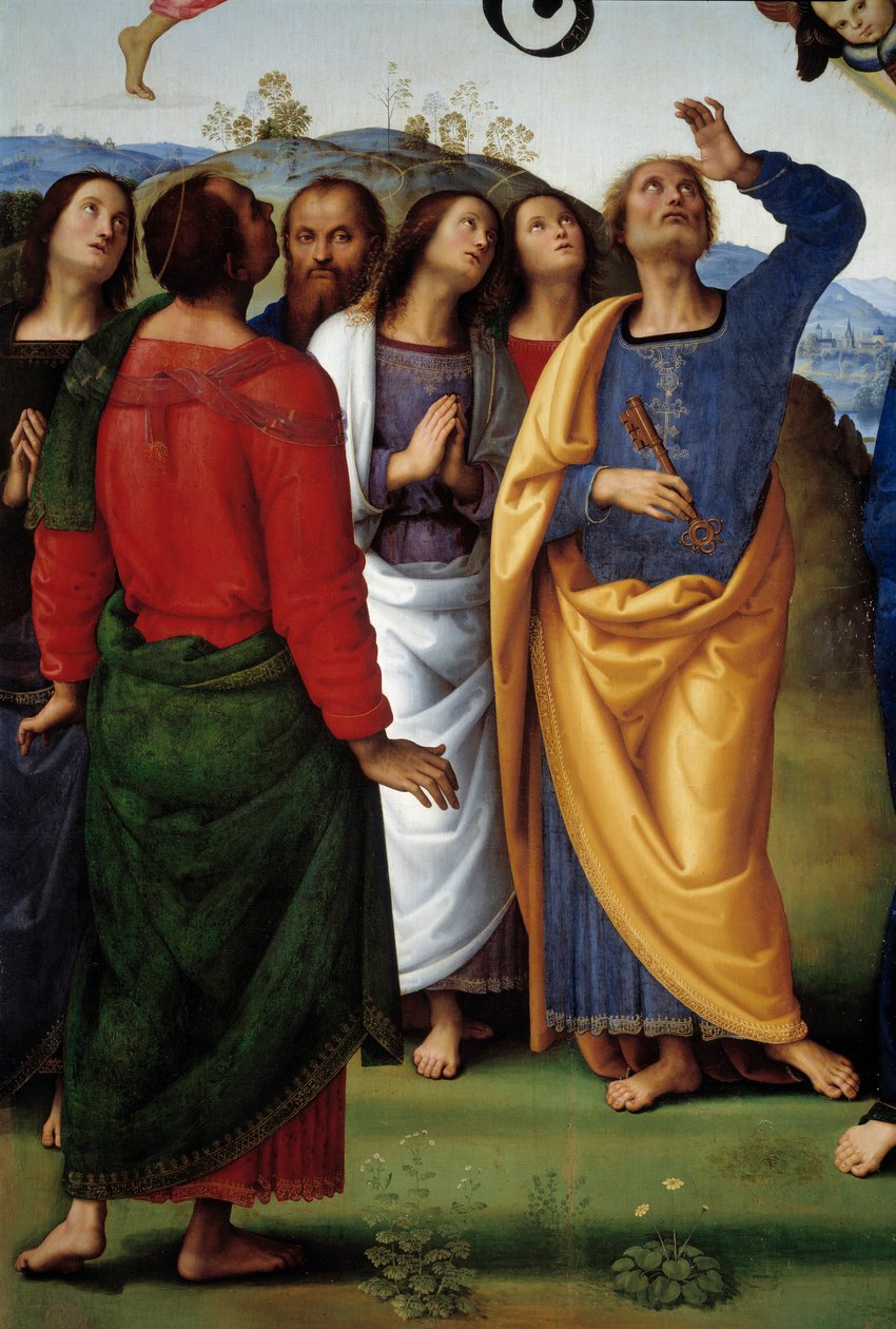 Wniebowstąpienie Chrystusa Szczegół przedstawiający apoterów. Obraz Pietro Vannucci dit il Perugino (Le Perugin autorstwa Pietro Perugino