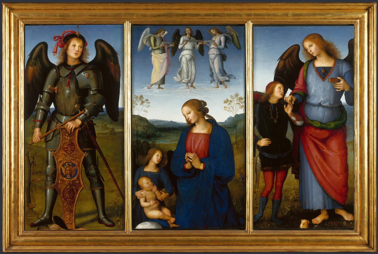 Trzy panele z ołtarza, Certosa, ok. 1930 1500 autorstwa Pietro Perugino