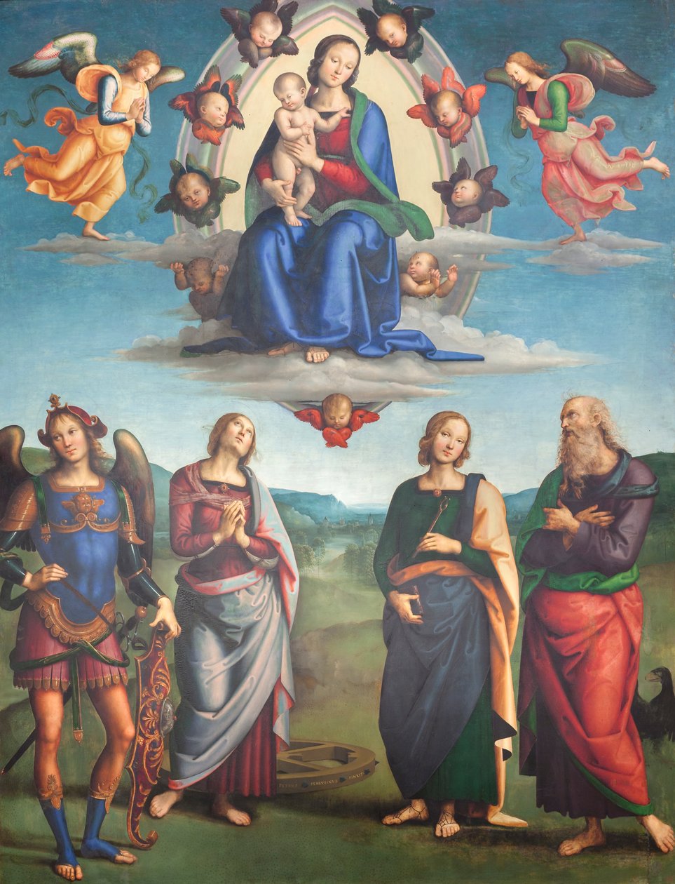 Dziewica z dzieckiem w chwale ze świętymi autorstwa Pietro Perugino
