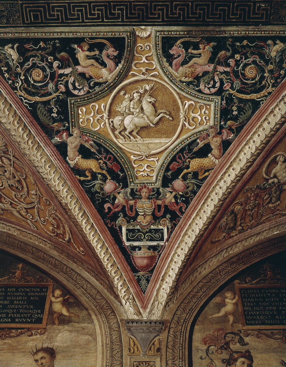 Dekoracja sufitowa Warriors On Horseback. Obraz Perugino (Pietro Vannucci zwany il autorstwa Pietro Perugino