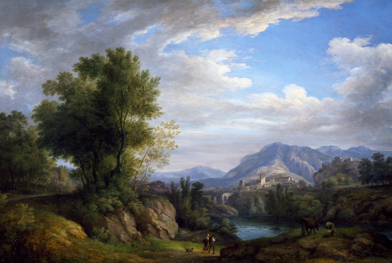 Pejzaż, Pietro Ronzoni (1781-1861), olej na płótnie autorstwa Pietro Ronzoni