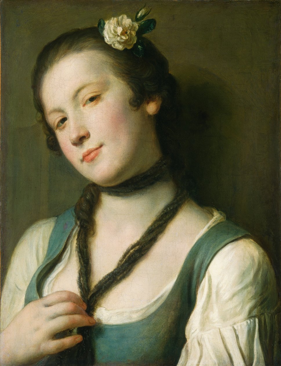 Dziewczyna z kwiatem we włosach autorstwa Pietro Antonio Rotari