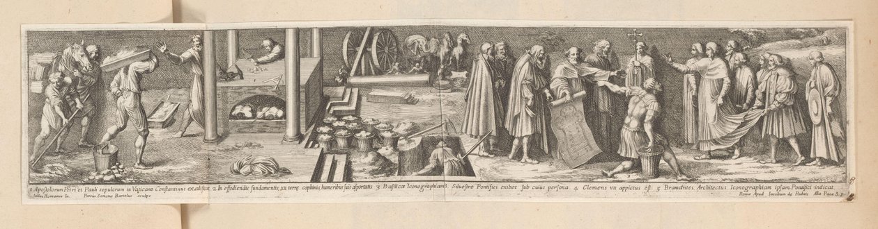 Budowa Bazyliki św. Piotra Historia cesarza Konstantyna (tytuł serii) autorstwa Pietro Sante Bartoli