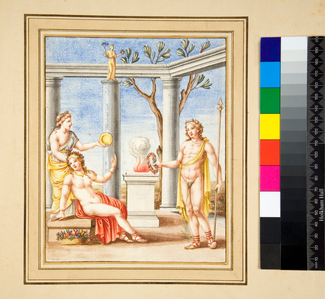 Scena poświęcenia (czarna kreda, niektóre piórem i brązowym atramentem. pokolorowane akwarelą) autorstwa Pietro Santi Bartoli