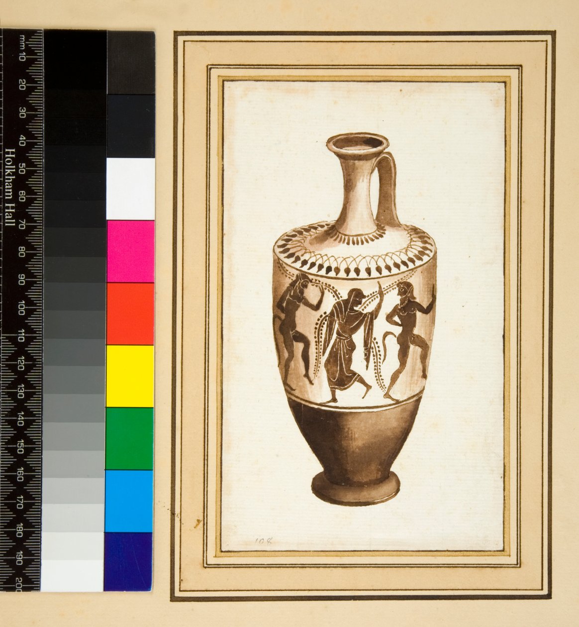 An Archaic Oinochoe (czarna kreda, niektóre z piórem i brązowym tuszem. Pokolorowane akwarelą) autorstwa Pietro Santi Bartoli